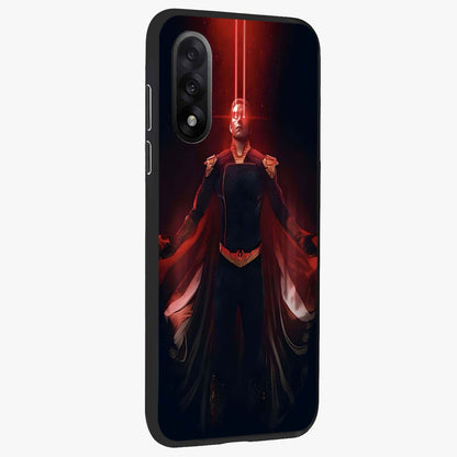 Crimson Vision Ascension Glass Case for 1+Nord 5 side perspective highlighting intense color depth and sleek build