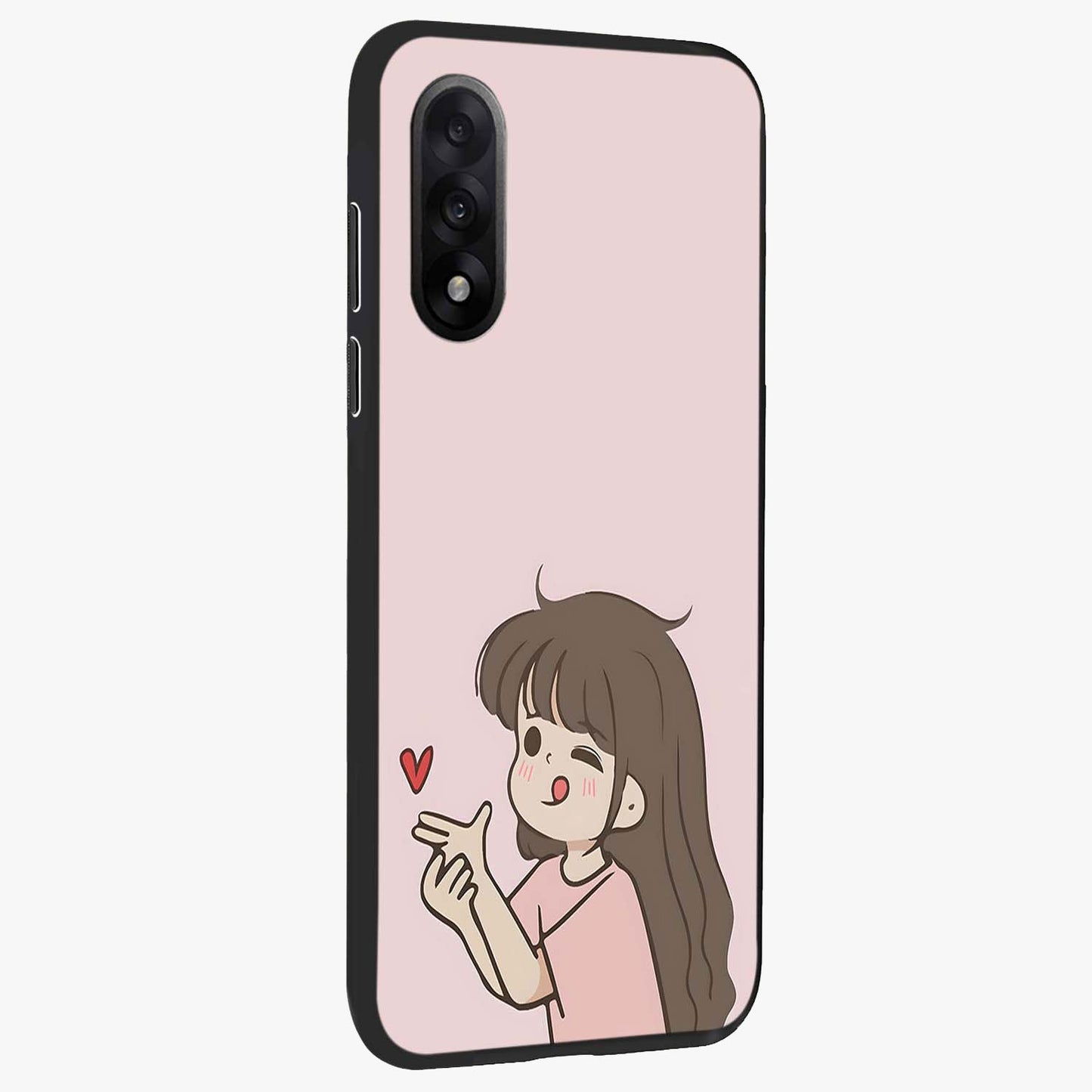 Cute Kiss Heart Glass Case for 1+Nord 5 side perspective highlighting delicate heart detailing and premium edge finish