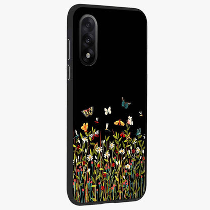 Dark Bloom Wonderland Custom Name Glass Case for 1+Nord 5 side perspective highlighting custom typography detailing and smooth edges