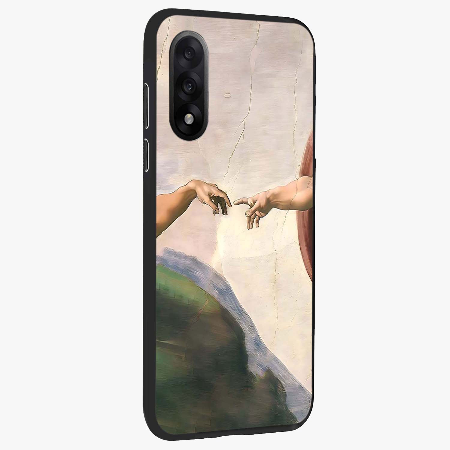 Divine Touch Art Glass Case for 1+Nord 5 side perspective highlighting detailed artwork and premium edge finish