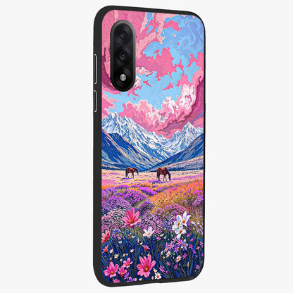 Dreamy Floral Pastures Glass Case for 1+Nord 5 side perspective highlighting calming floral detailing and sleek build