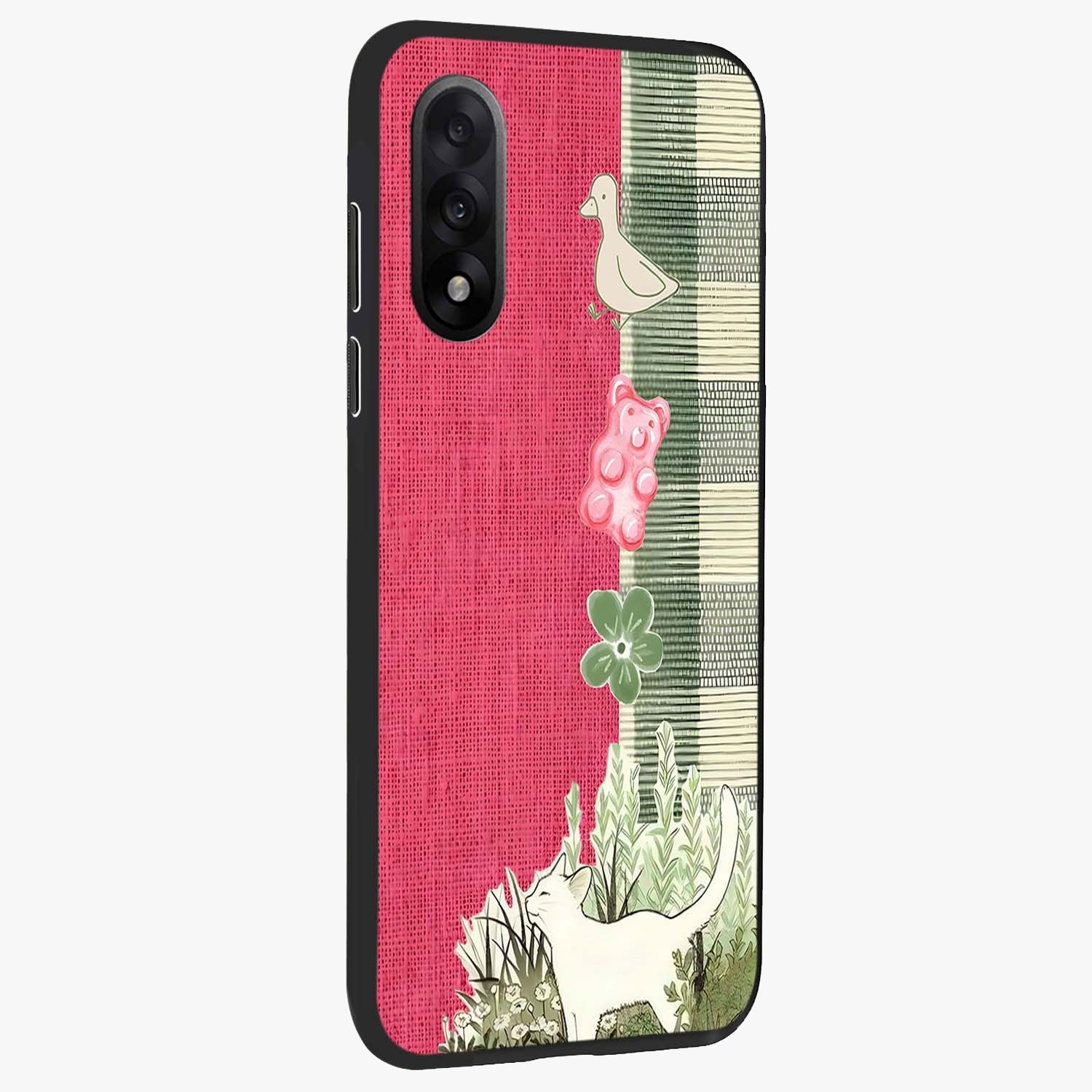 Fabric Patterns Glass Case for 1+Nord 5 side perspective highlighting woven texture design and smooth build