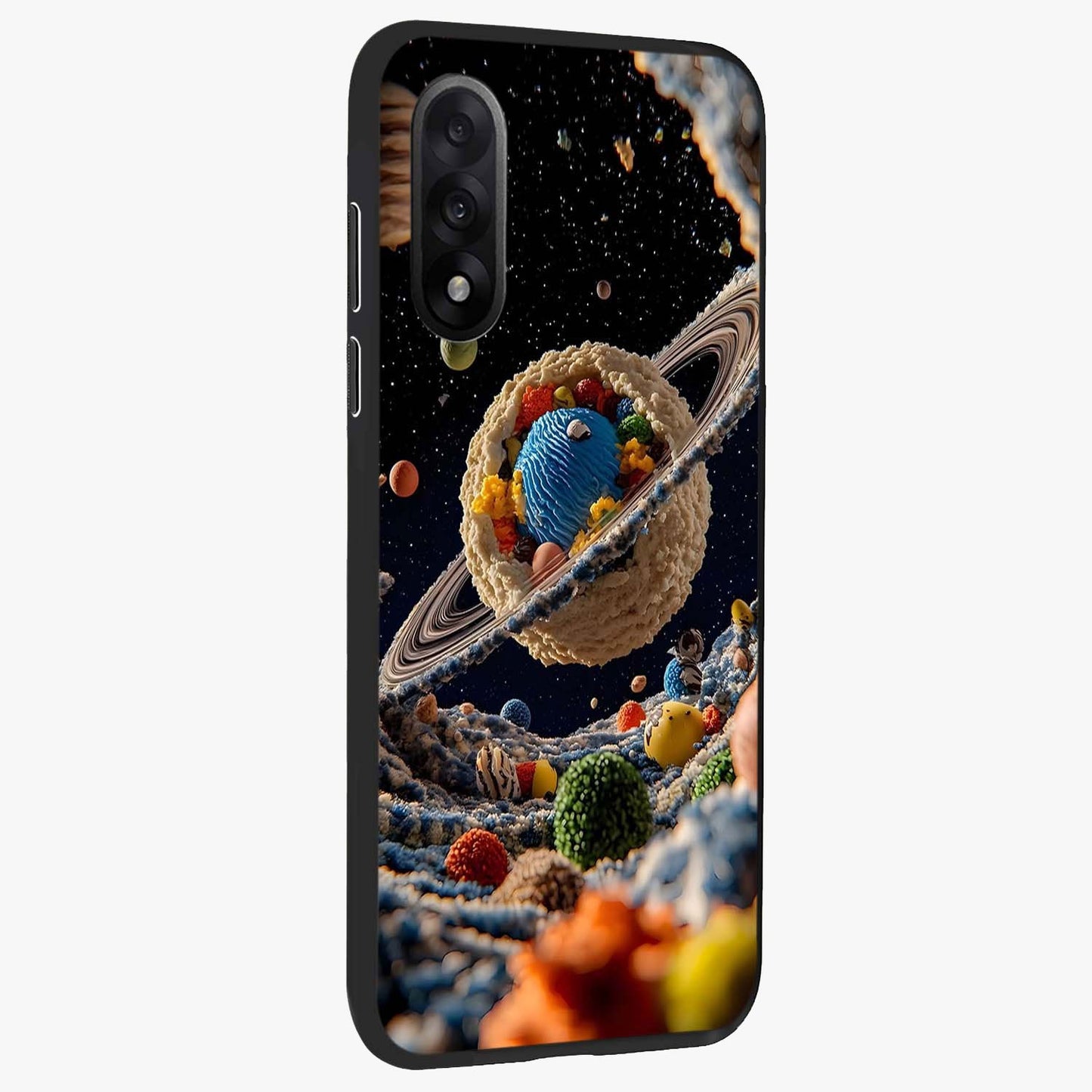 Galactic Dessert Dream Printed Glass Case for 1+Nord 5 side perspective highlighting sweet fantasy detailing and smooth build