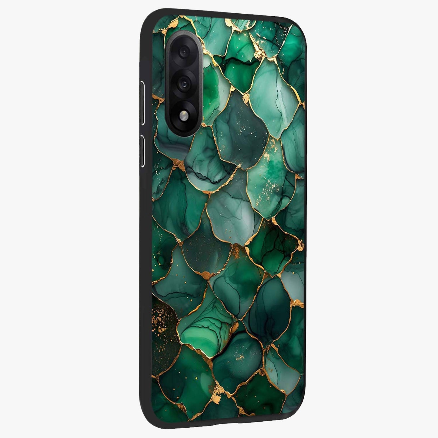 Geometric Polyester Pattern Glass Case for 1+Nord 5 side perspective highlighting sharp pattern textures and smooth premium build