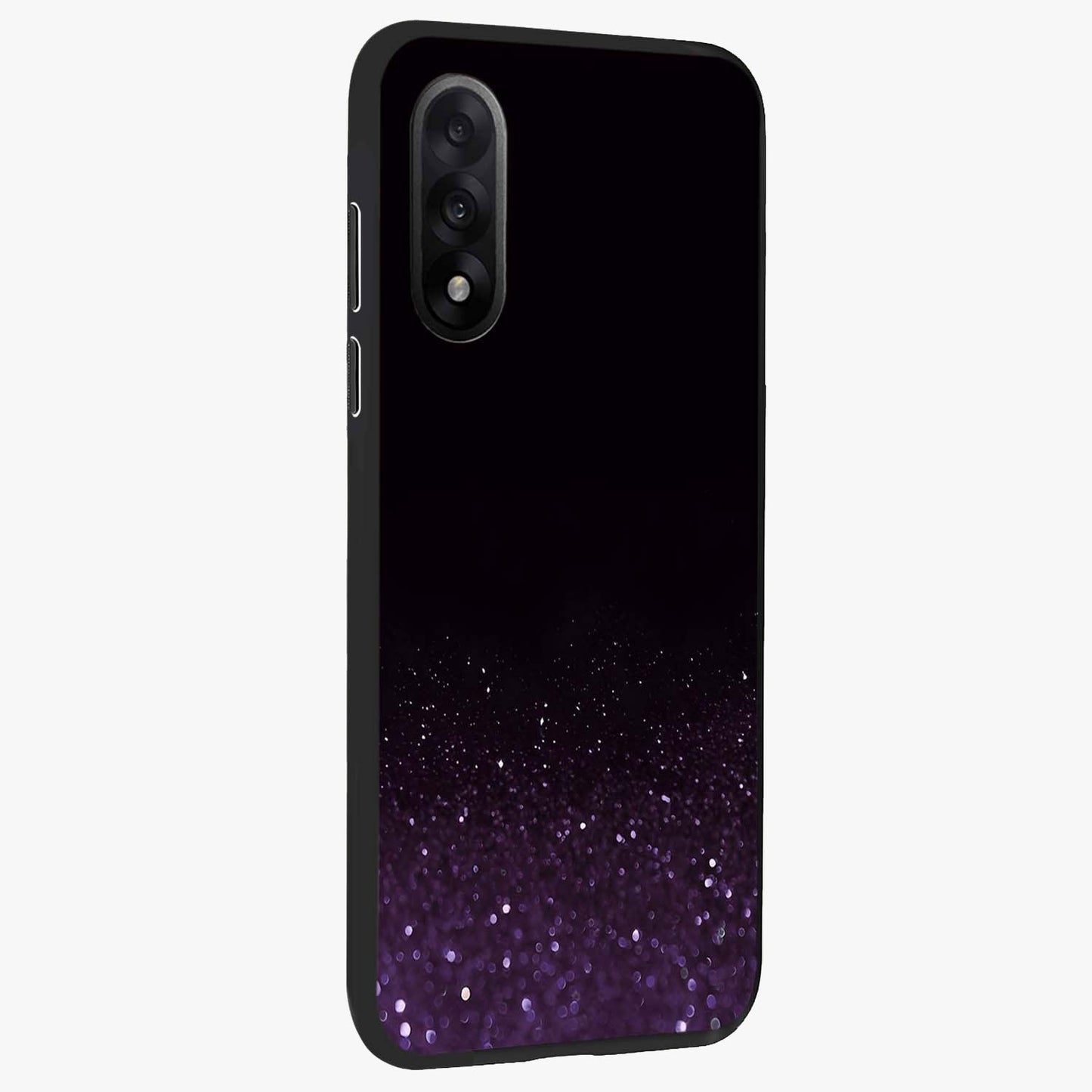 Glittery Purple Bokeh Glass Case for 1+Nord 5 side perspective highlighting glowing textures and sleek premium edges