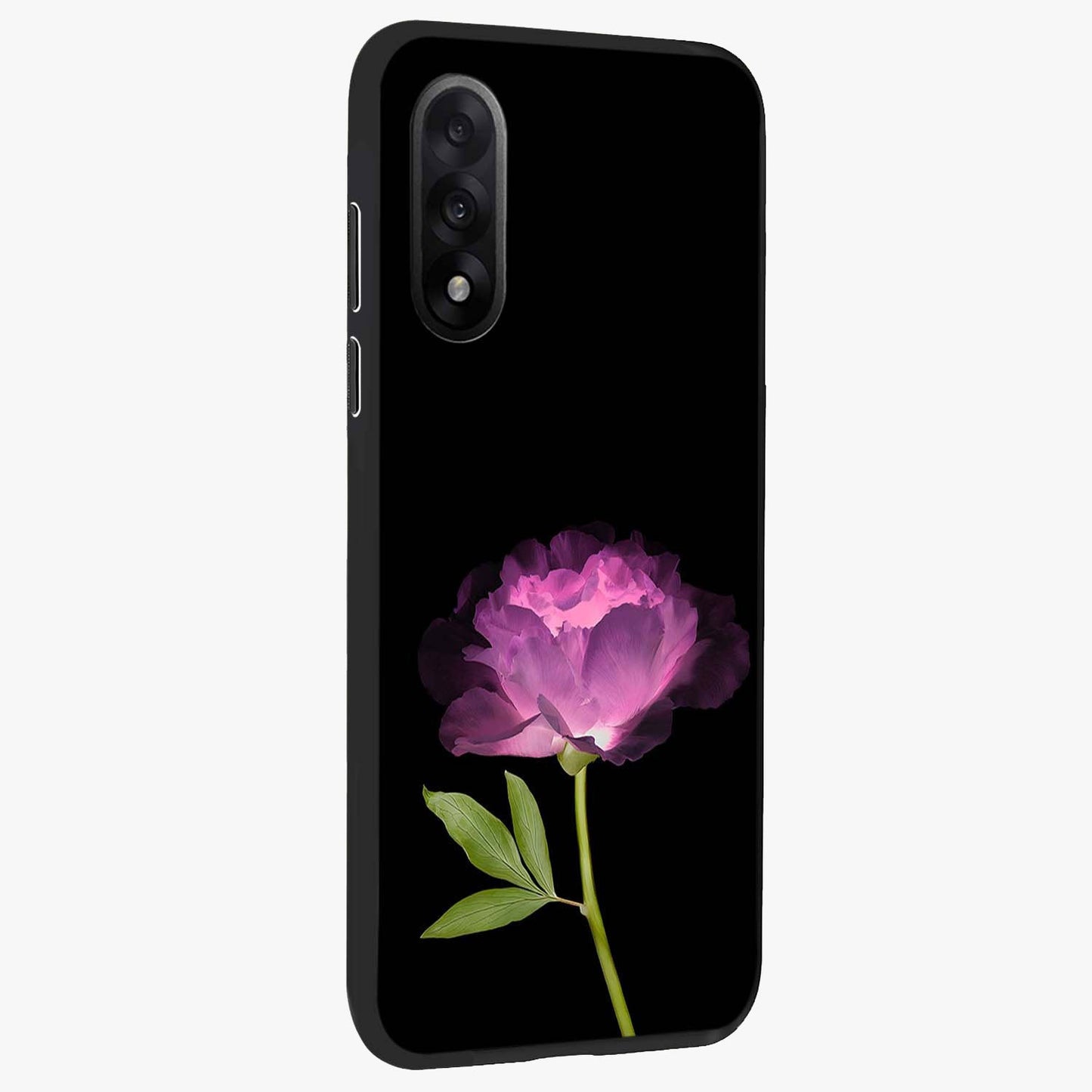 Glow Petal Bloom Glass Case for 1+Nord 5 side perspective highlighting glowing bloom textures and sleek edges