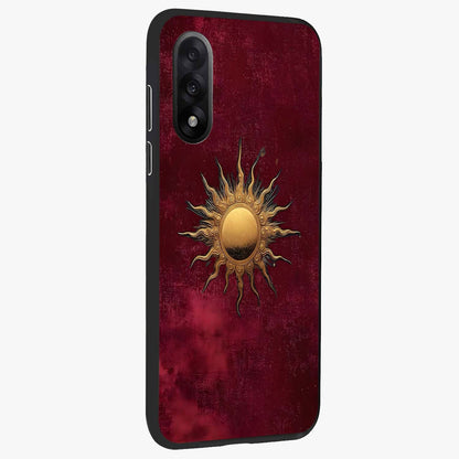 Gold Sun Blush Glass Case for 1+Nord 5 side perspective highlighting radiant textures and smooth premium build