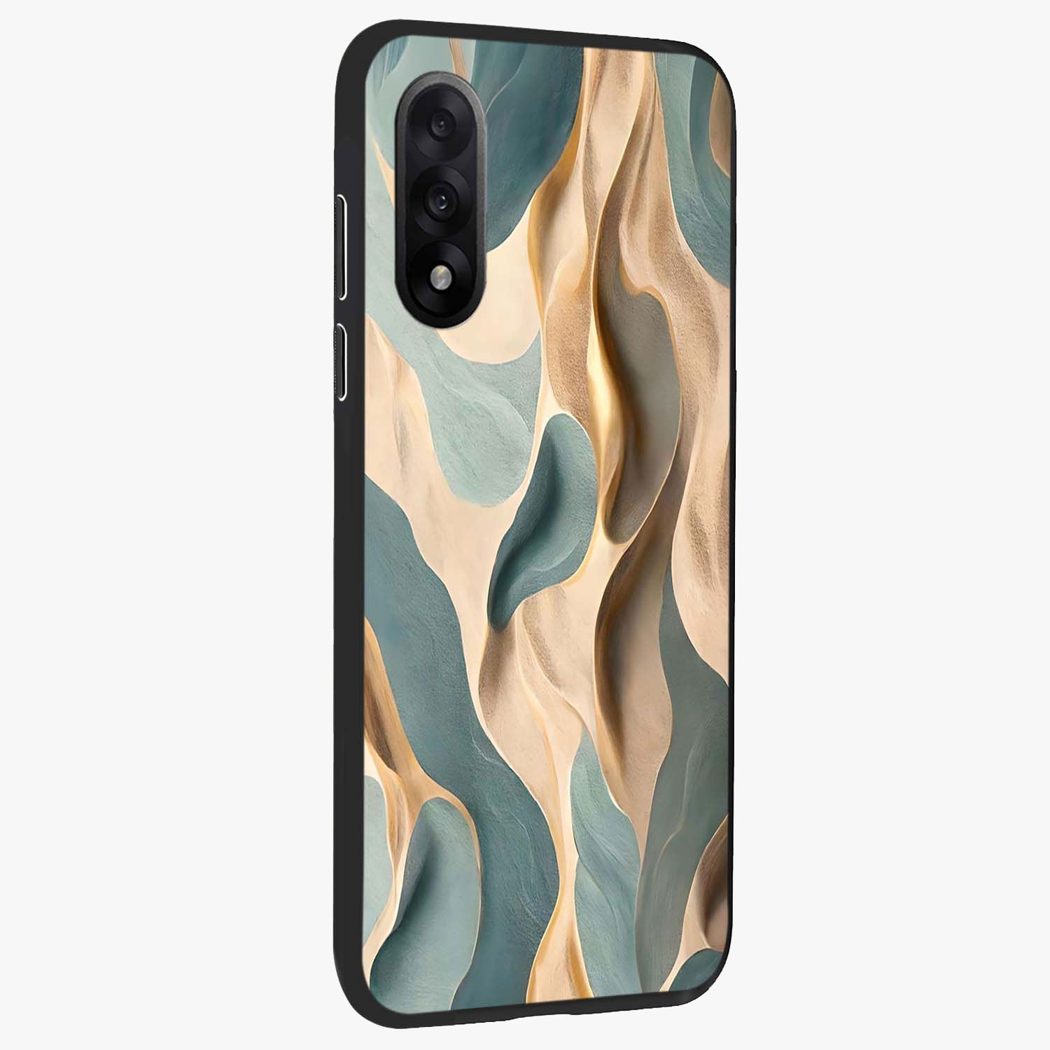 Golden Dune Waves Glass Case for 1+Nord 5 side perspective highlighting warm gradients and premium edges