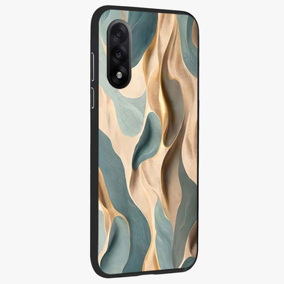 Golden Dune Waves Glass Case for 1+Nord 5 side perspective highlighting warm gradients and premium edges