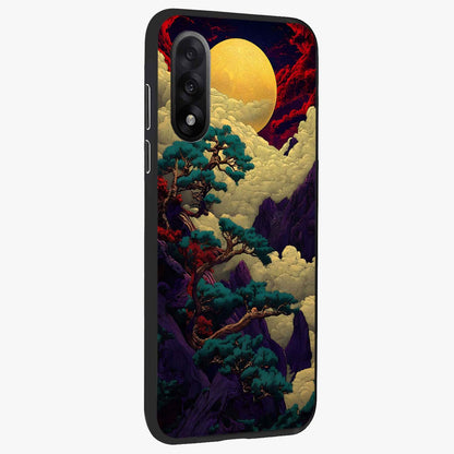Golden Moon Horizon Glass Case for 1+Nord 5 side perspective highlighting smooth celestial detailing and sleek build