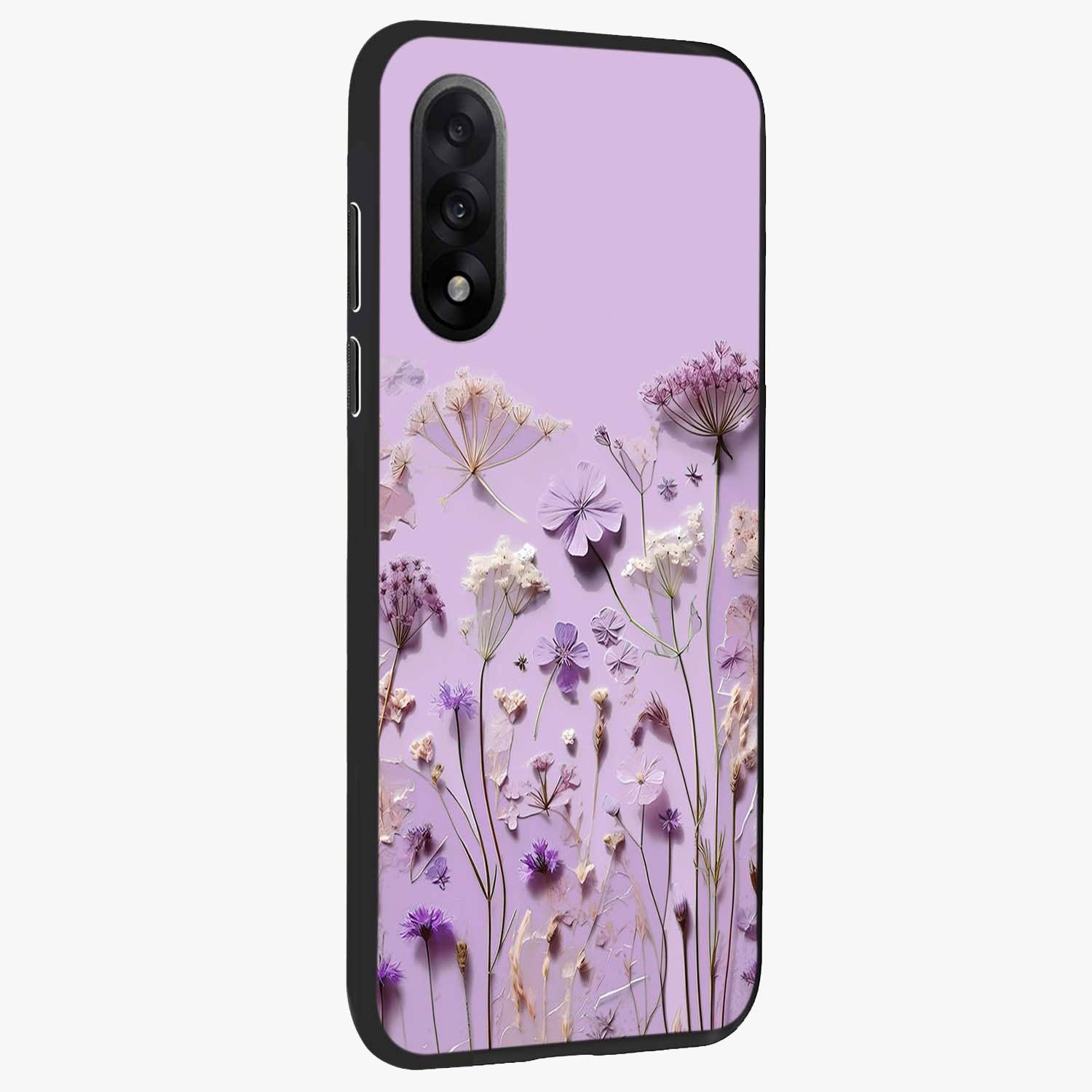 Lavender Blossom Dream Glass Case for 1+Nord 5 side perspective highlighting gentle bloom detailing and premium edges