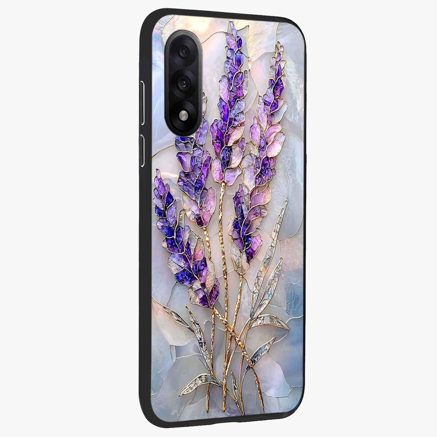 Lavender Dream Glow Glass Case for 1+Nord 5 side perspective highlighting vibrant textures and smooth premium build