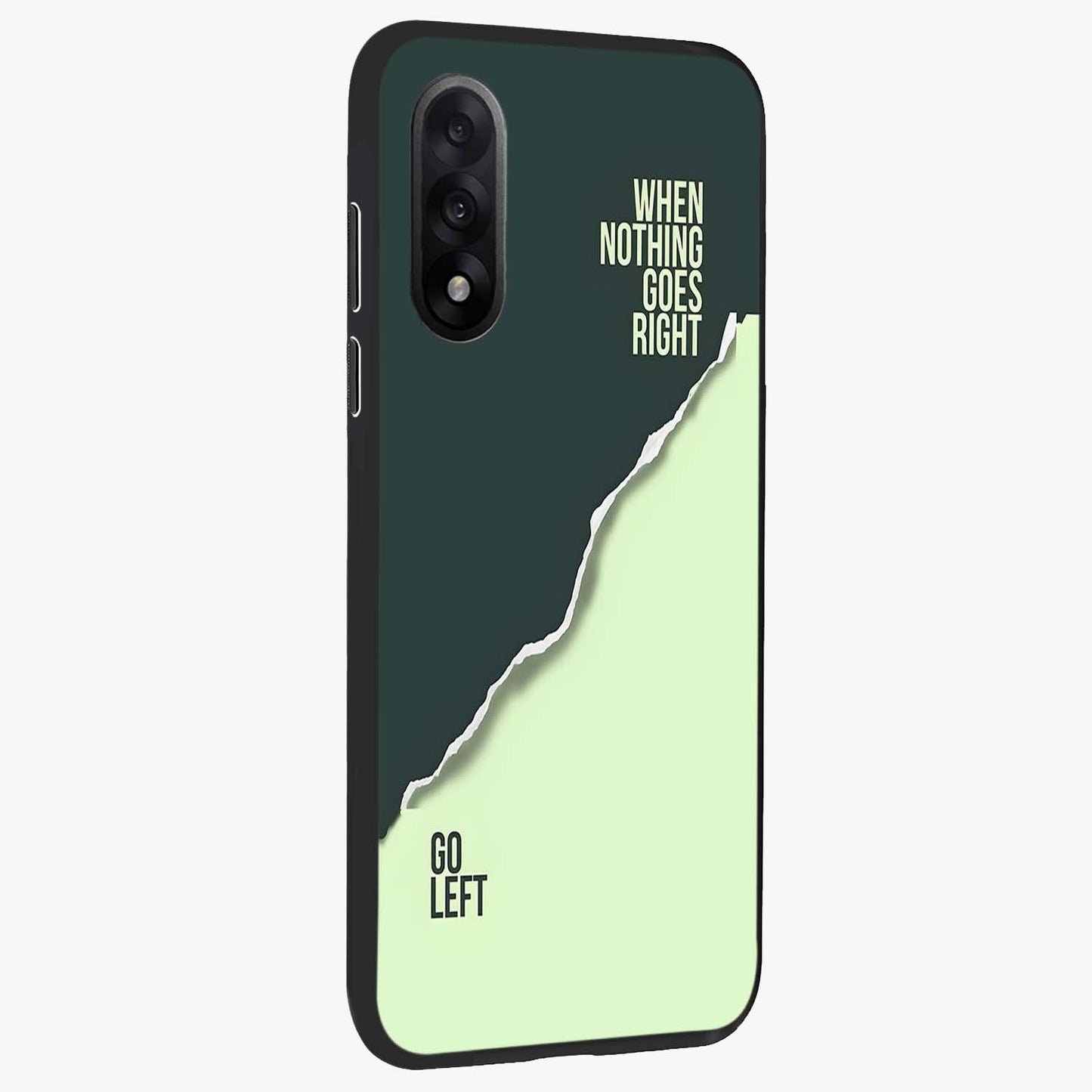 Let Go Quote Glass Case for 1+Nord 5 side perspective highlighting bold text detailing and smooth premium edges