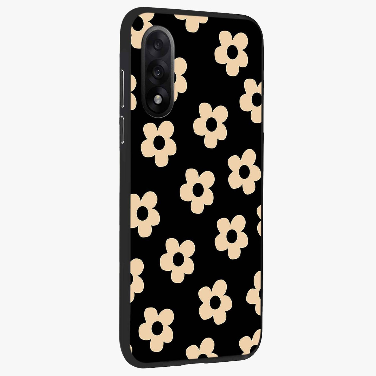Little Daisy Flower Retro Pattern Glass Case for 1+Nord 5 side perspective highlighting playful floral textures and smooth premium edges