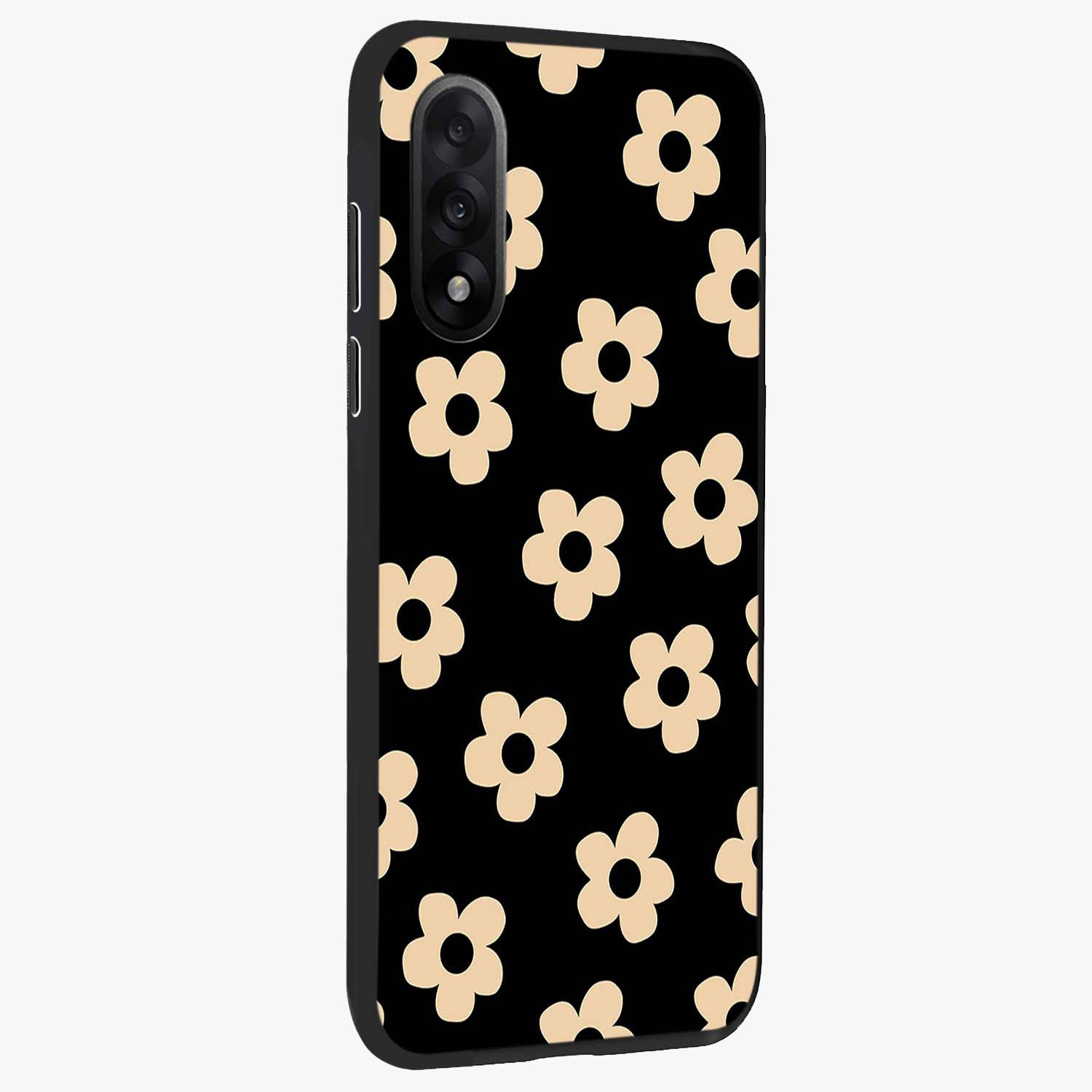 Little Daisy Flower Retro Pattern Glass Case for 1+Nord 5 side perspective highlighting playful floral textures and smooth premium edges
