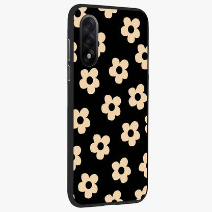 Little Daisy Flower Retro Pattern Glass Case for 1+Nord 5 side perspective highlighting playful floral textures and smooth premium edges