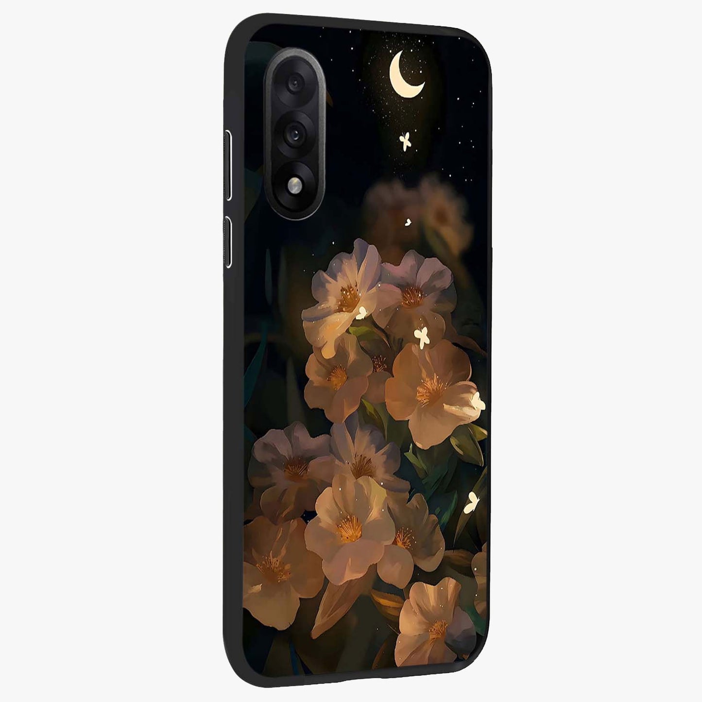 Midnight Bloom Trail Glass Case for 1+Nord 5 side perspective highlighting graceful detailing and smooth build