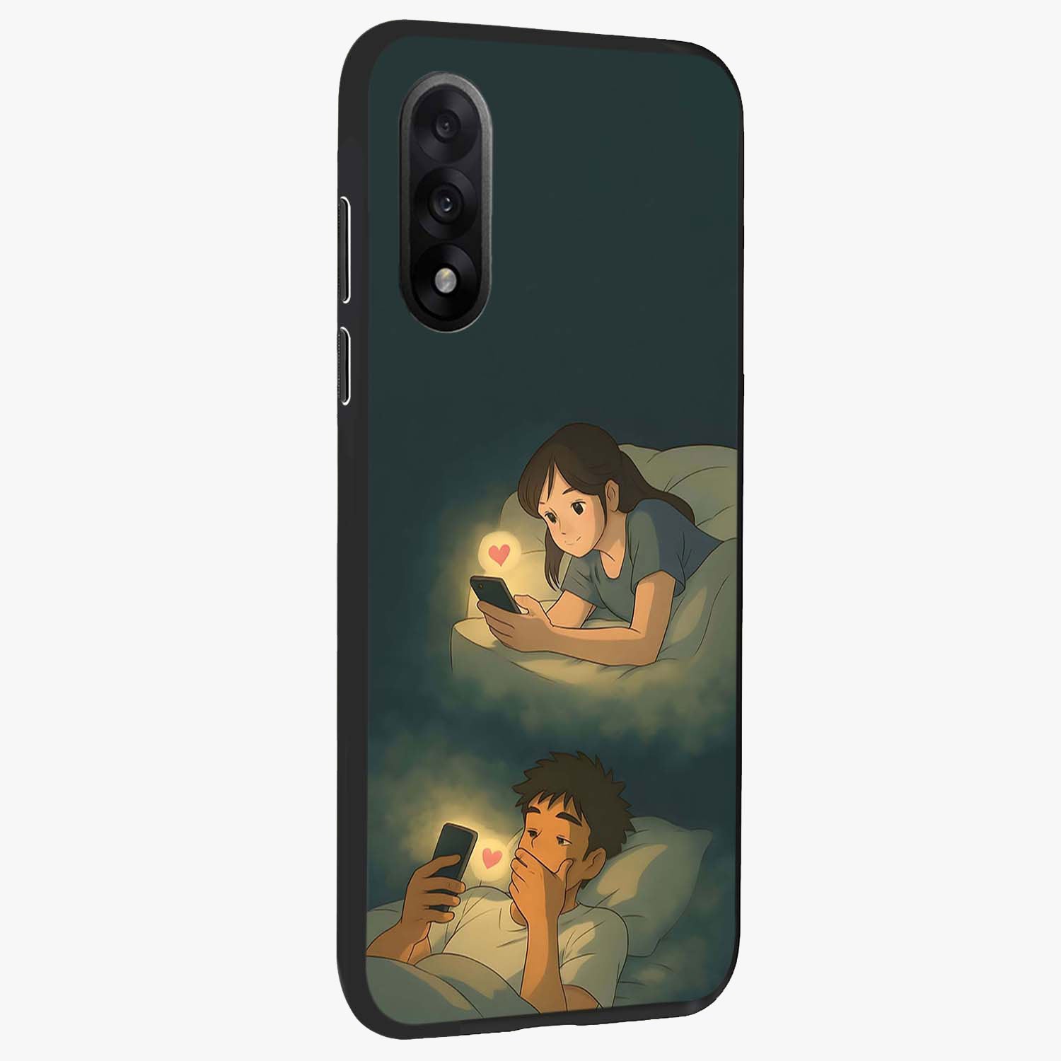 Midnight Love Echo Glow Glass Case for 1+Nord 5 side perspective highlighting soft light textures and sleek build