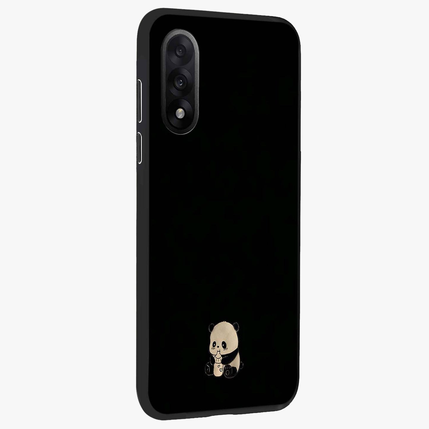 Midnight Panda Love Glass Case for 1+Nord 5 side perspective highlighting charming illustration details and premium build