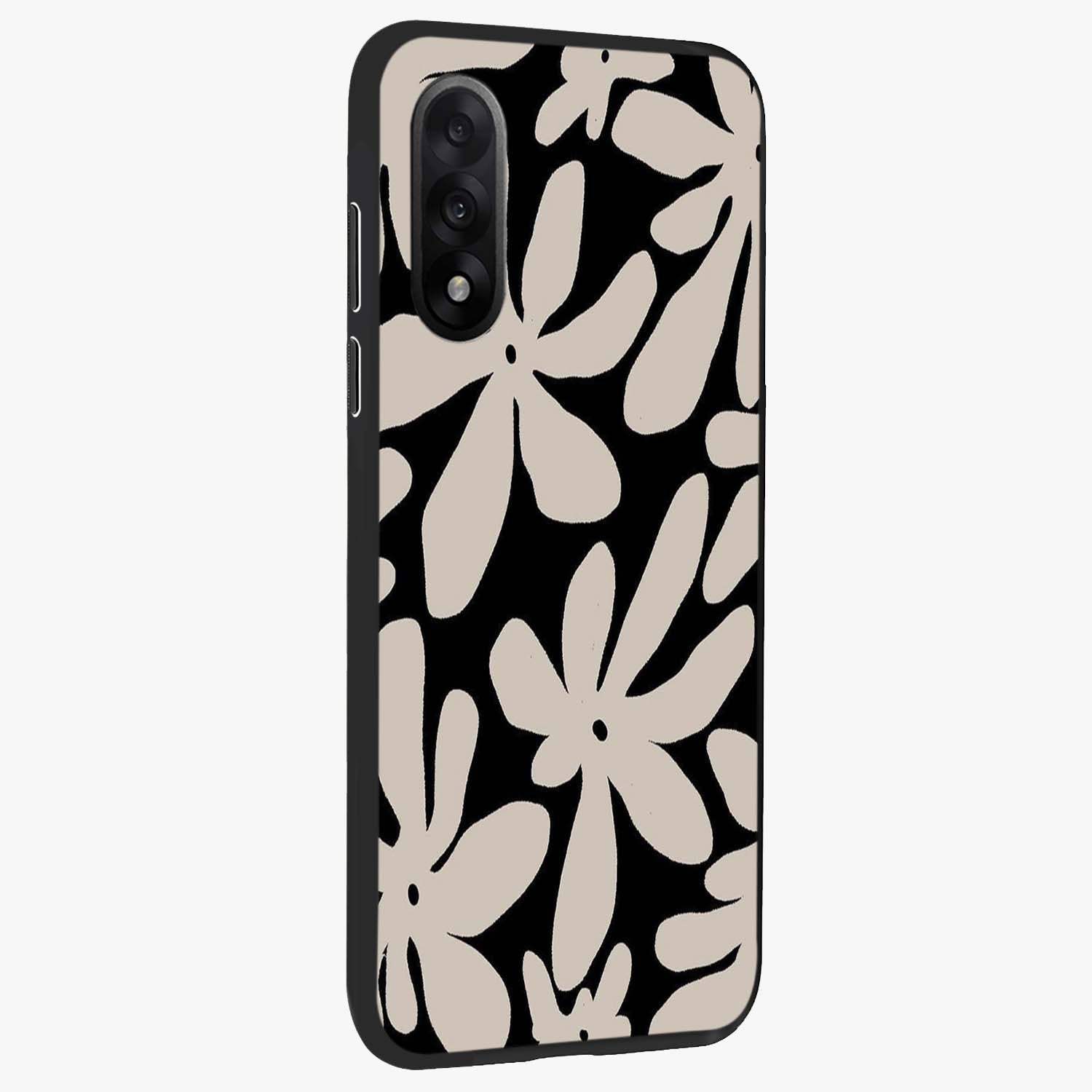Monochrome Petal Dance Glass Case for 1+Nord 5 side perspective highlighting refined textures and premium edges