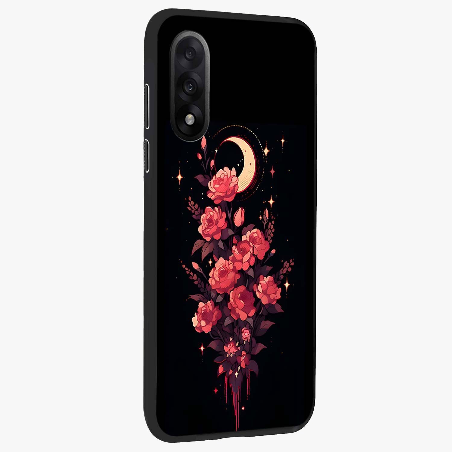 Moonlit Floral Elegance Glass Case for 1+Nord 5 side perspective highlighting elegant bloom detailing and smooth build