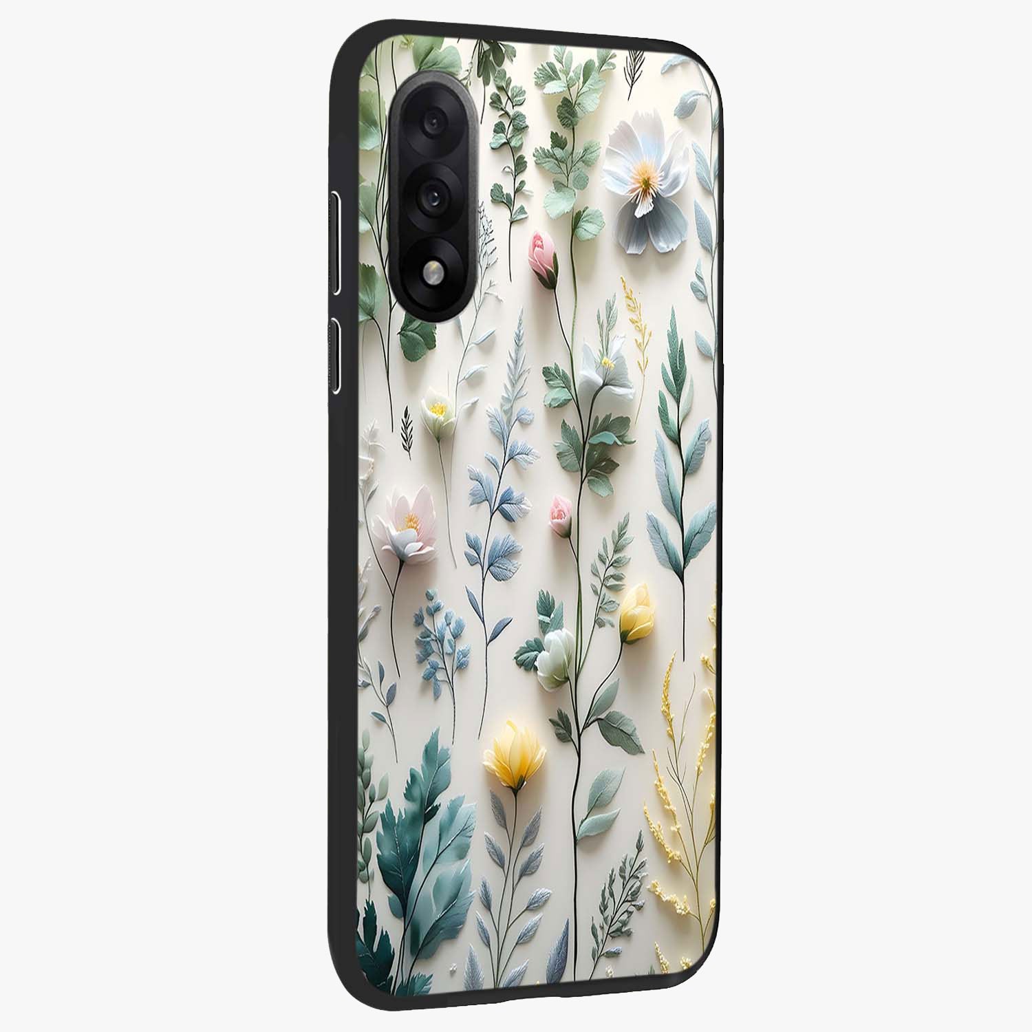 Pastel Garden Whispers Glass Case for 1+Nord 5 side perspective highlighting refined textures and smooth build