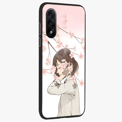 Pink Blossom Girl Glass Case for 1+Nord 5 side perspective highlighting elegant textures and premium edges