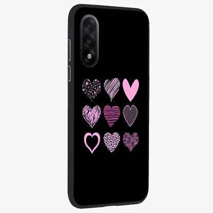 Pink Heart Aesthetic Glass Case for 1+Nord 5 side perspective highlighting smooth textures and premium edge finish