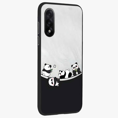 Playful Panda Parade Glass Case for 1+Nord 5 side perspective highlighting charming detailing and premium edges