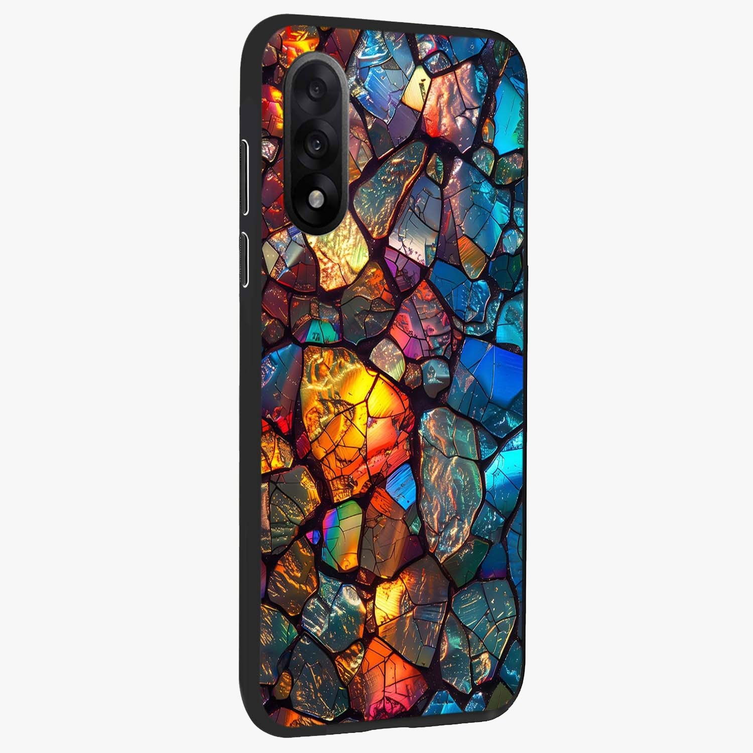 Shattered Light Glass Case for 1+Nord 5 side perspective highlighting dynamic textures and premium edges