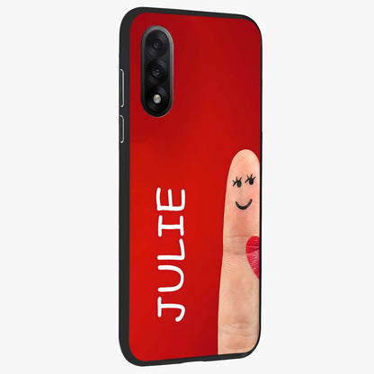 Smiling Love Sign Glass Case for 1+Nord 5 side perspective highlighting playful textures and premium edges