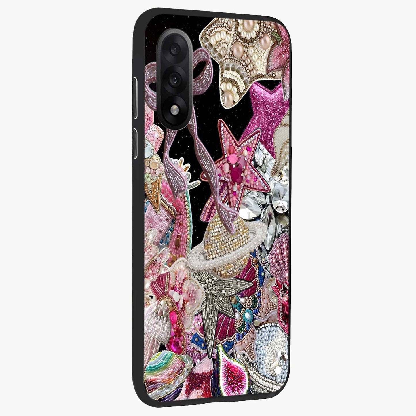 Starlit Jewel Dream Glass Case for 1+Nord 5 side perspective highlighting sparkling textures and sleek premium build