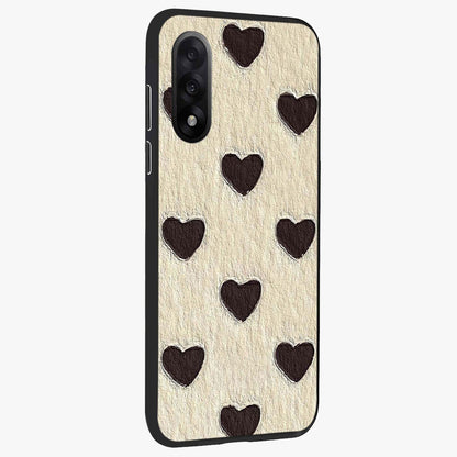 Textured Love Pattern Glass Case for 1+Nord 5 side perspective highlighting soft textures and smooth premium build