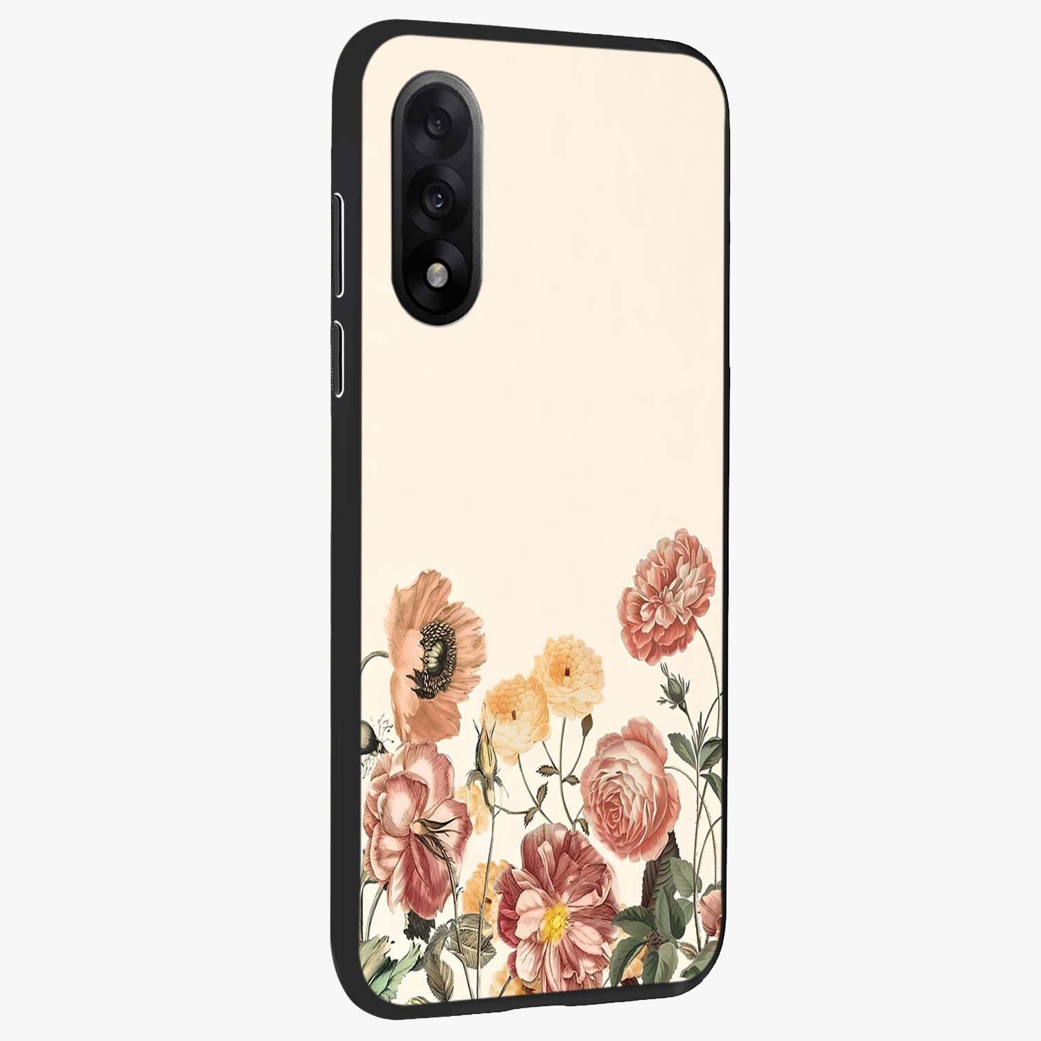 Timeless Garden Romance Glass Case for 1+Nord 5 side perspective highlighting delicate bloom textures and smooth build