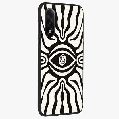 Trancewave Illusion Art Glass Case for 1+Nord 5 side perspective highlighting dynamic wave textures and premium edges