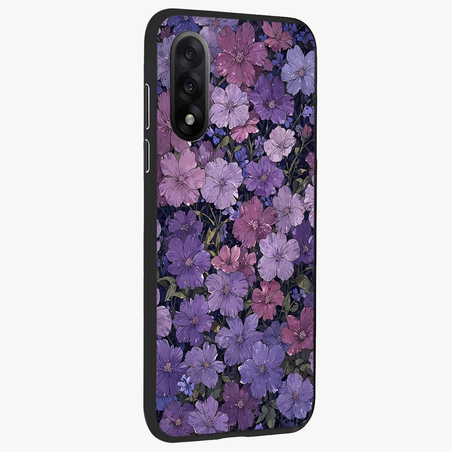Velvet Bloom Tapestry Glass Case for 1+Nord 5 side perspective highlighting intricate bloom textures and premium edges