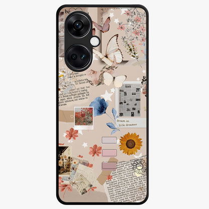 Aesthetic Butterfly Glass Case for 1+Nord CE 3 front view featuring elegant butterfly artwork with soft aesthetic tones