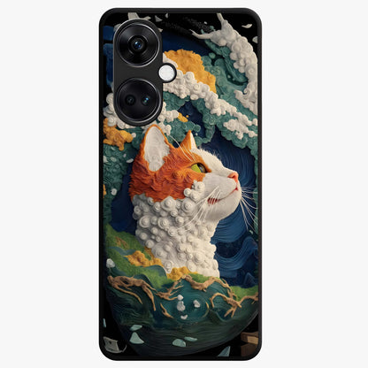 Aurora Cat Dreams Glass Case for 1+Nord CE 3 dreamy front view featuring glowing cat artwork with aurora tones