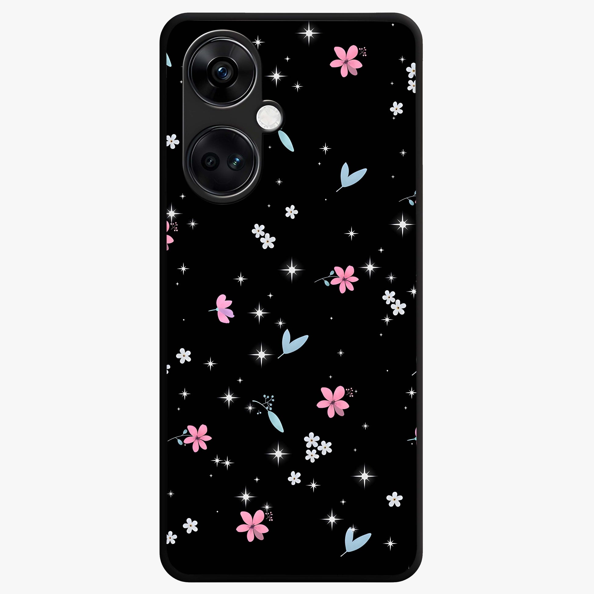 Black Aesthetic Wallpapers Glass Case for 1+Nord CE 3 bold front view featuring dark minimalist aesthetic artwork