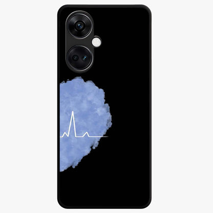 Blue Pulse Bond Glass Case for 1+Nord Ce 3 bold front view featuring dynamic blue abstract pulse artwork