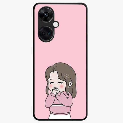 Blushing Love Moment Glass Case for 1+Nord CE 3 romantic front view featuring soft blush love themed artwork
