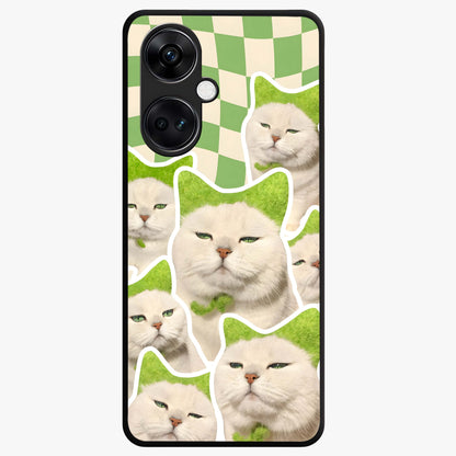 Cats Ethereal Bloom Glass Case for 1+Nord CE 3 artistic front view featuring cat illustration with soft floral bloom accents