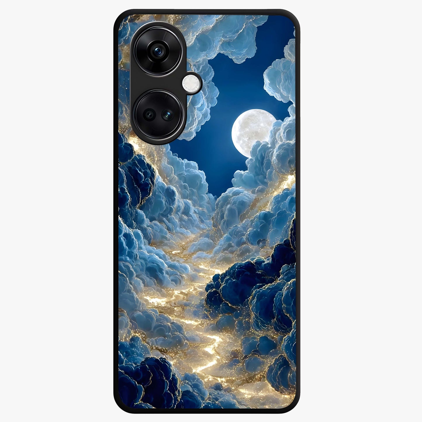 Celestial Cloud Path Glass Case for 1+Nord CE 3 serene front view featuring dreamy cloud pathway artwork