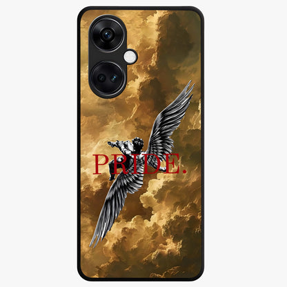 Celestial Fallen Pride Glass Case for 1+Nord CE 3 bold front view featuring dramatic cosmic artwork with dark celestial tones