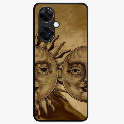 Celestial Relic Glow Glass Case for 1+Nord CE 3 mystical front view featuring ancient relic inspired cosmic artwork