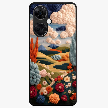Cloud Cotton Meadows Printed Glass Case for 1+Nord CE 3 soft front view featuring dreamy meadow artwork with cloud inspired tones
