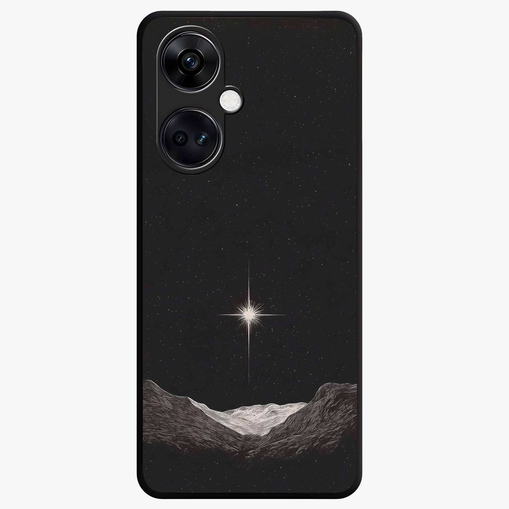 Cosmic Dream Night Glass Case for 1+Nord CE 3 dreamy front view featuring deep night sky artwork with glowing stars