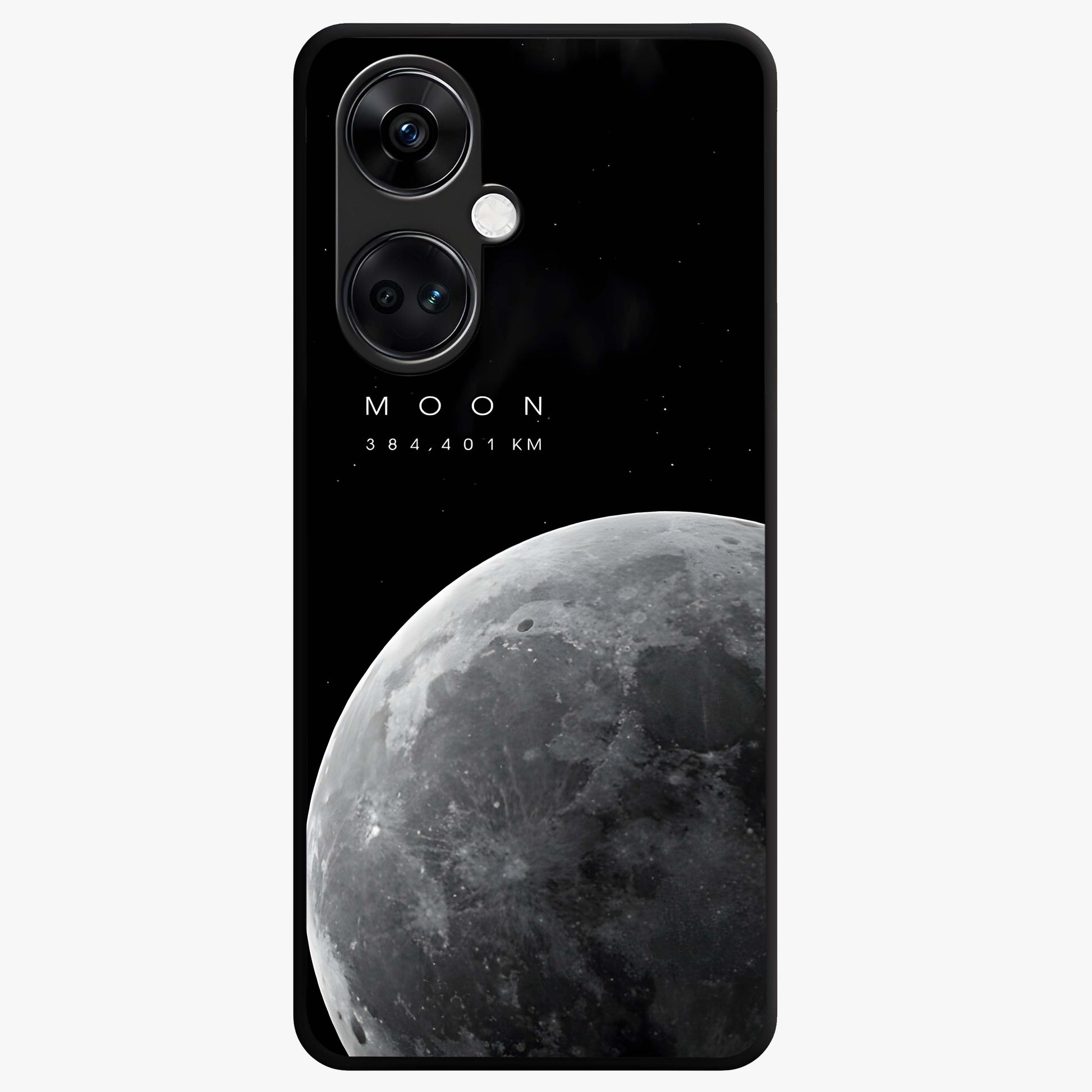 Cosmic Moon Glow Glass Case for 1+Nord CE 3 serene front view featuring glowing moon artwork with celestial tones