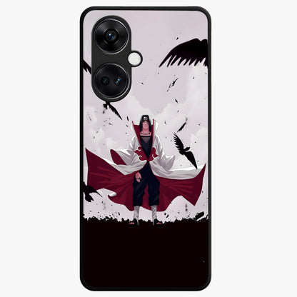 Crimson Crow Ascension Glass Case for 1+Nord CE 3 powerful front view featuring crow artwork with dark crimson background