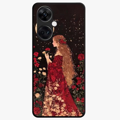 Crimson Dreams Glass Case for 1+Nord CE 3 elegant front view featuring rich red artistic artwork